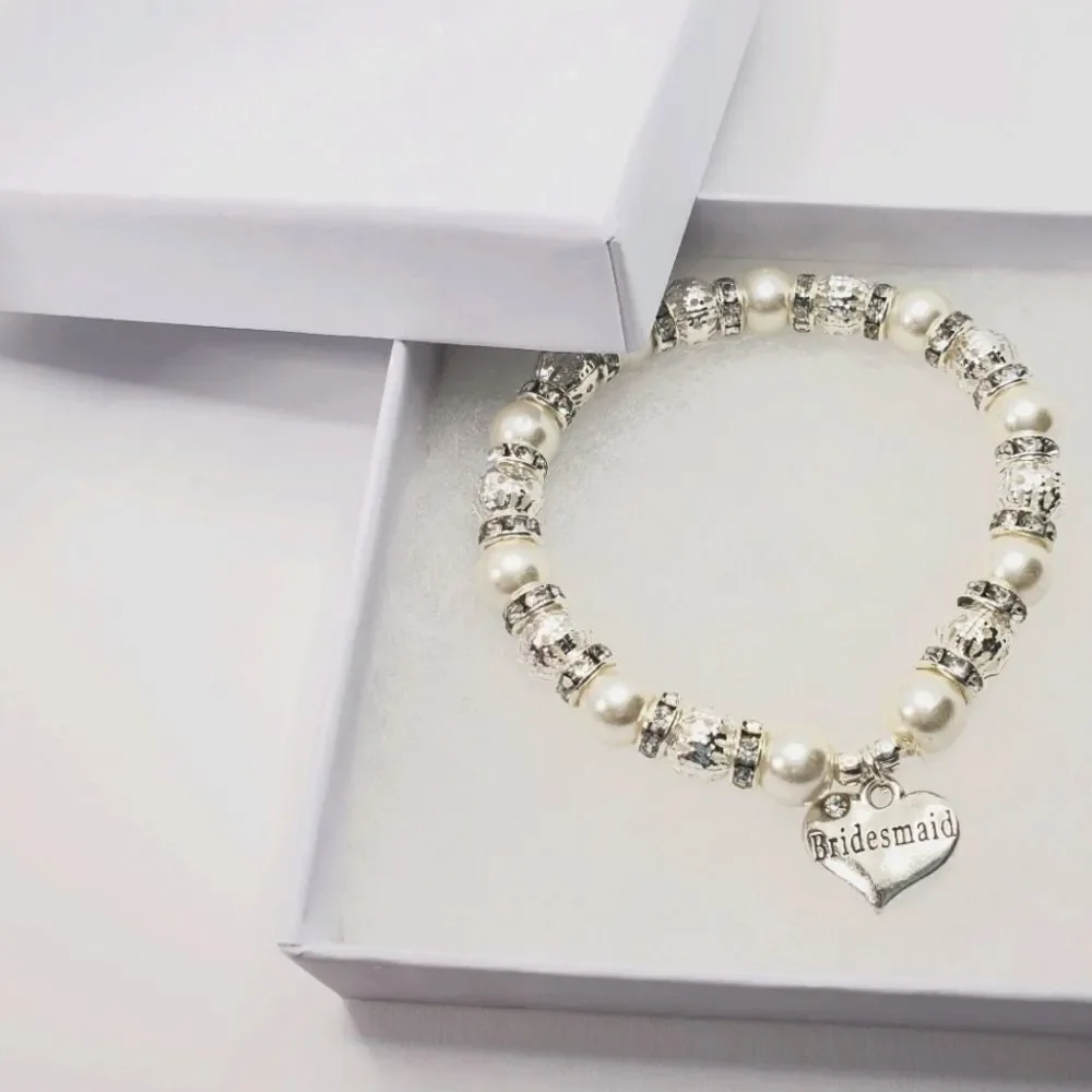 Bridesmaid Hand Craft Glass Pearl Strech Bracelets